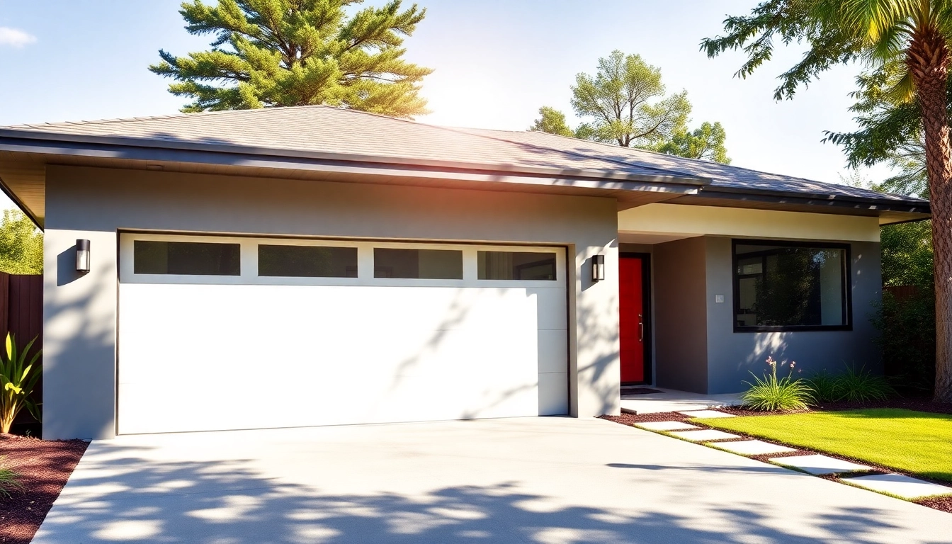 Custom garages showcasing a modern design with elegant lines and stylish features.