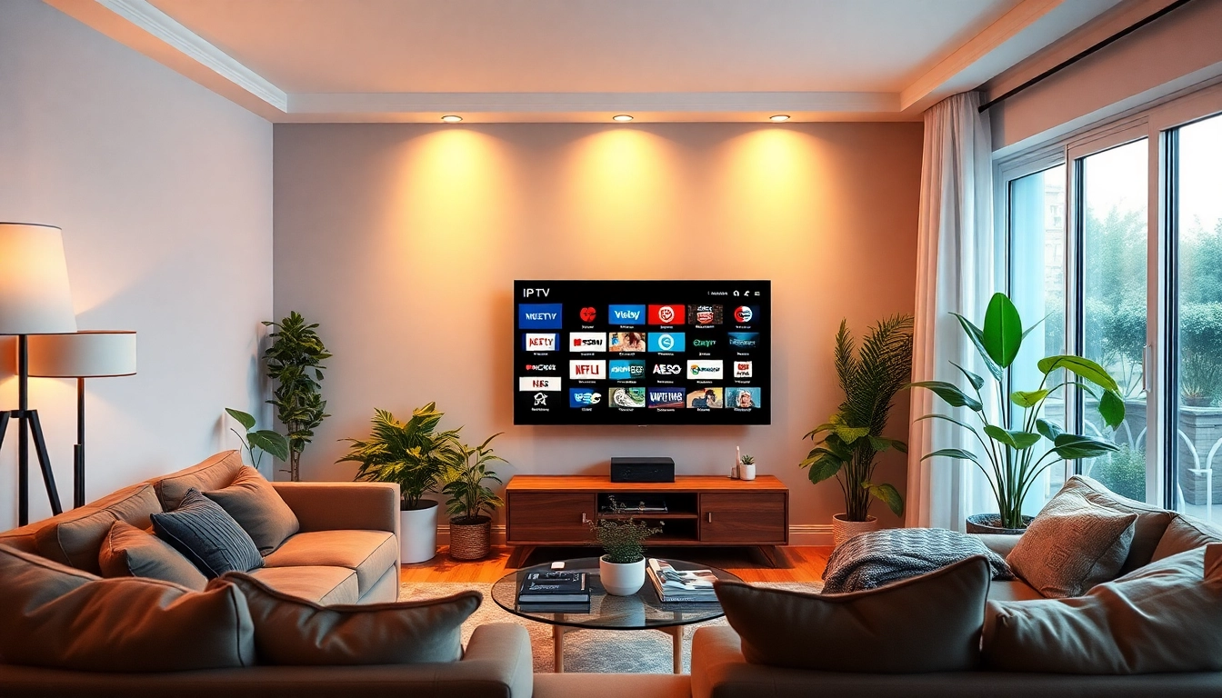 Stream IPTV Suisse with diverse channels in a cozy living room setting featuring modern decor.