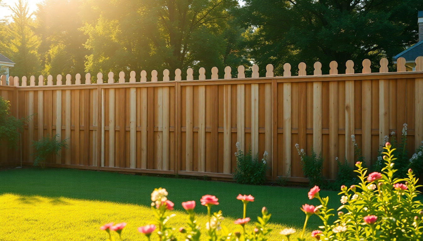 Fencing companies Manchester installing elegant wooden fences in a beautiful garden setting.