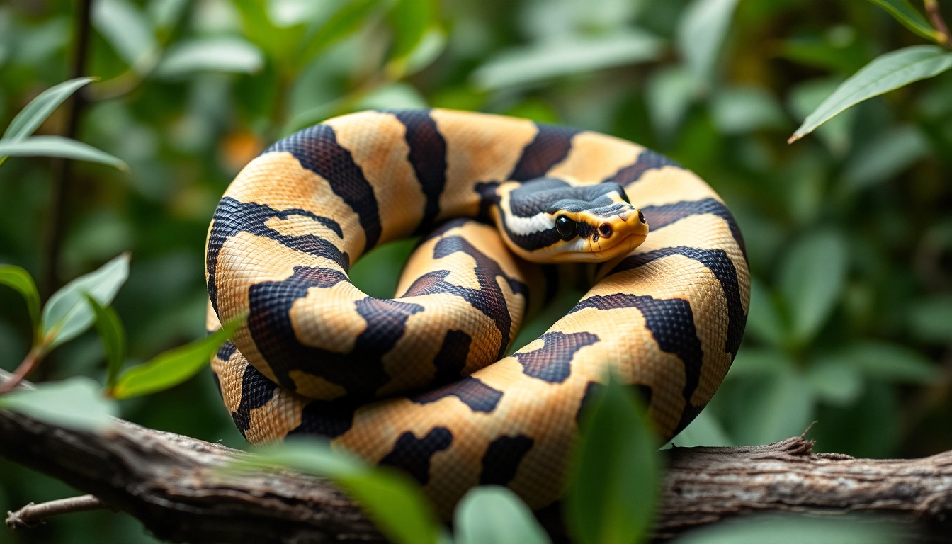 Capture a stunning panda pied ball python for sale, featuring its unique pattern and vibrant colors in a natural setting.